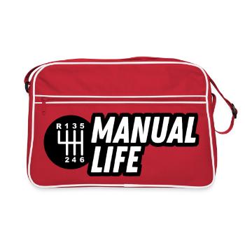 JDM sticker - manual life - Retro Bag - red/white - Front