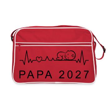 Future Papa 2027 Battement de Cœur Grossesse - Sac Retro - rouge/blanc - Devant