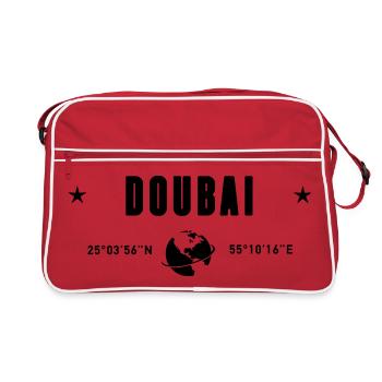 Dubaï, Émirats arabes unis : Coordonnées : planète Terre - Sac Retro - rouge/blanc - Devant