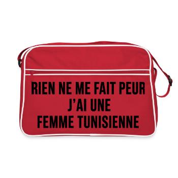 Rien Ne Me Fait Peur Femme Tunisienne Humour - Sac Retro - rouge/blanc - Devant