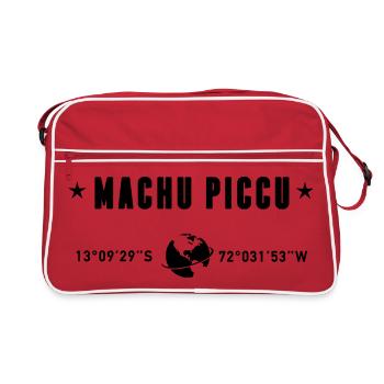 Machu Picchu Peru Coordinates Globe - Retro Bag - red/white - Front