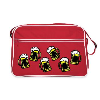 Bière, Bière, Verre de bière, Tasse de bière - Sac Retro - rouge/blanc - Devant