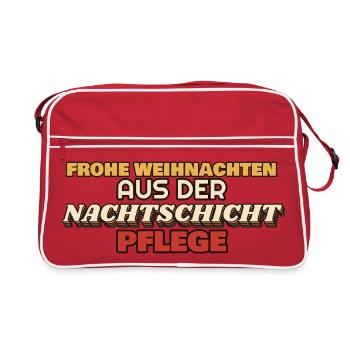 Frohe Weihnachten aus der Nachtschicht - Pflege - Retro Tasche - Rot/Weiß - Vorne