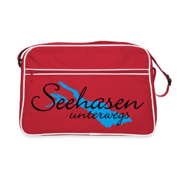 Seehasen vom Bodensee unterwegs - Retro Tasche - Rot/Weiß - Vorne