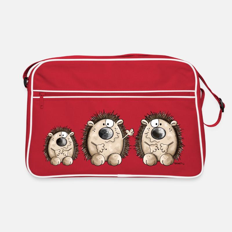 Igel Familie - Retro Tasche - Rot/Weiß