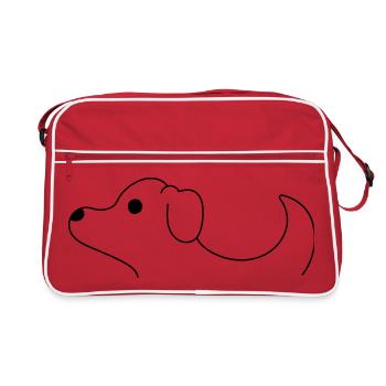 T-Shirt für Frauen und Männer mit Hund - Retro Tasche - Rot/Weiß - Vorne