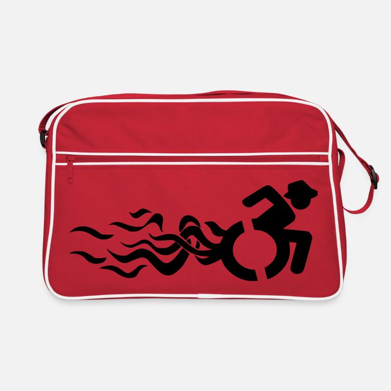 Rollstuhlfahrer mit Flammen # Retro Tasche