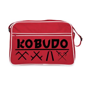 Kobudo with bo, kama, nunchaku and sai - Retro Bag - red/white - Front