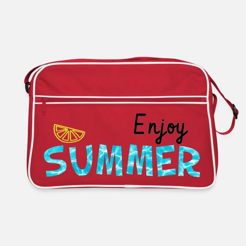 Genieße den Sommer - Limette cool Sommer Geschenk - Retro Tasche - Rot/Weiß