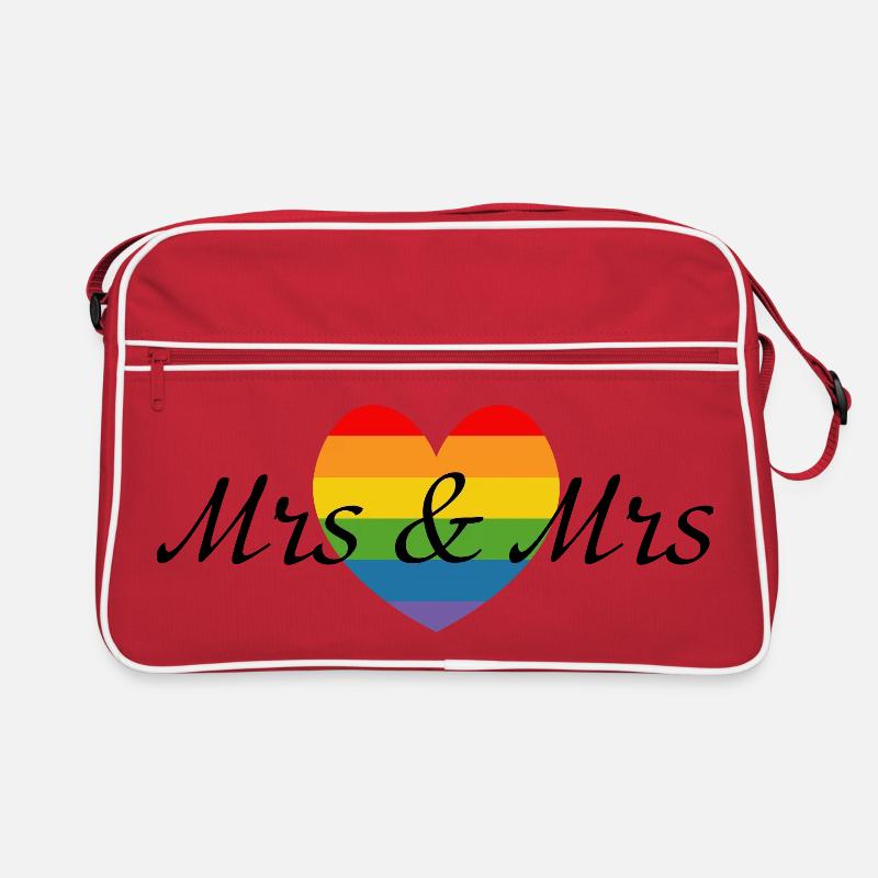 Mrs and Mrs Regenbogenherz LGBT lgbtqi queer Retro Tasche