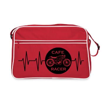 café racer symbol pulse motorcycle biker caferacer - Retro Bag - red/white - Front