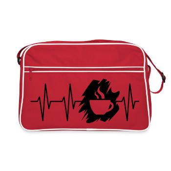 pulse coffee café heartbeat icon icon bar mug - Retro Bag - red/white - Front