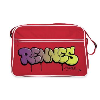Rennes graffiti lettering with color gradient - Retro Bag - red/white - Front
