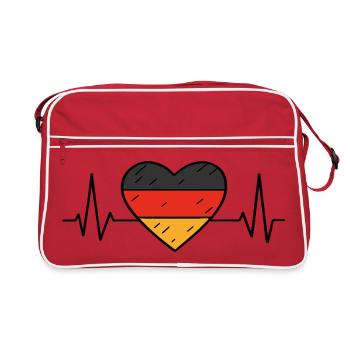 Allemagne Heartbeat Ligne Drapeau Amour Voyage Design - Sac Retro - rouge/blanc - Devant