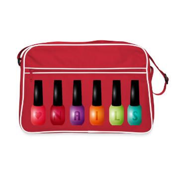 Vernis à ongles coloré avec motif typographique « Nails » - Sac Retro - rouge/blanc - Devant