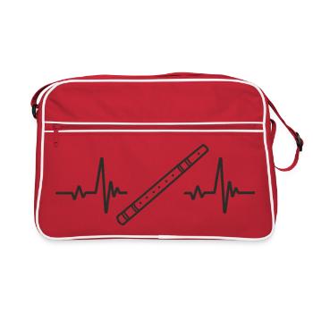 Flûte Traversière Musique Vent Rythme Mélodie Cœur - Sac Retro - rouge/blanc - Devant
