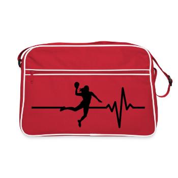 Le handball est ma vie, battement de cœur, Coupe du monde, Championnats d’Europe, DE - Sac Retro - rouge/blanc - Devant