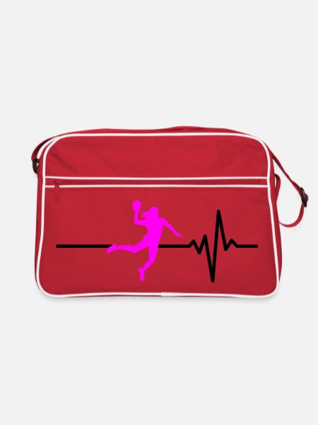 HANDBALL PLAYER HEARTBEAT PINK HANDBALL ADRENALINE - Retro Bag - red/white - Front