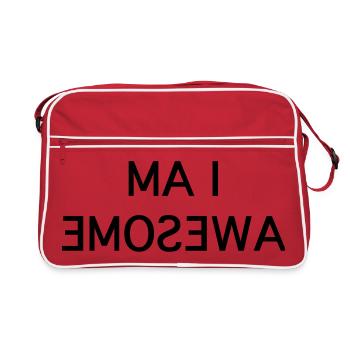 I Am Awesome – Spaßiger Spiegeltext - Retro Tasche - Rot/Weiß - Vorne