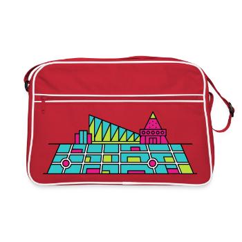 Milton Keynes City Skyline Xscape Moderne Linienzeichnung - Retro Tasche - Rot/Weiß - Vorne