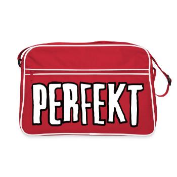 PERFEKT Großbuchstaben Typo unperfekt  - Retro Tasche - Rot/Weiß - Vorne