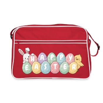 Petit lapin de Pâques mignon avec des œufs - Sac Retro - rouge/blanc - Devant