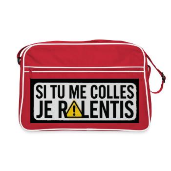 Si Tu Me Colles Je Ralentis (triangle jaune) - Sac Retro - rouge/blanc - Devant