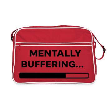 MENTALLY BUFFERING... | Minimal Loading Bar Design - Retro Bag - red/white - Front