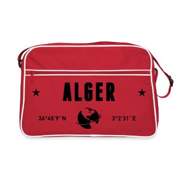 Algiers Algeria Coordinates Planet Earth - Retro Bag - red/white - Front