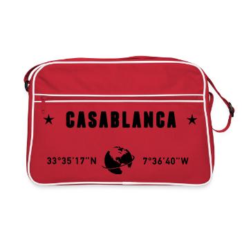 Casablanca Maroc Coordonnées Planète Terre - Sac Retro - rouge/blanc - Devant