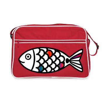 Abstrakter Fisch | Modernes Meeresmotiv - Retro Tasche - Rot/Weiß - Vorne