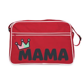 Mama Krone Königin Muttertag Beste Mama - Retro Tasche - Rot/Weiß - Vorne