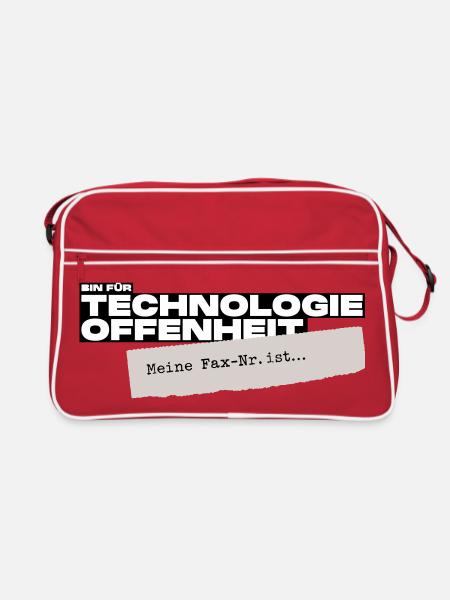 Bin für Technologieoffenheit – Meine Fax-Nr. ist… - Retro Tasche - Rot/Weiß - Vorne