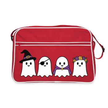 Quatre silhouettes fantômes amicales - Sac Retro - rouge/blanc - Devant
