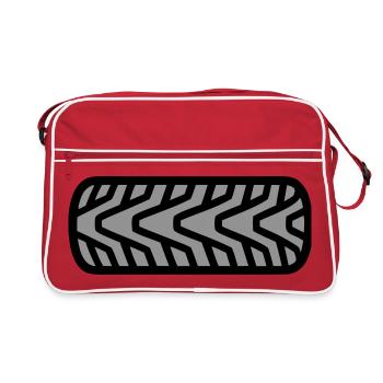 Motorrad Reifenprofil Grafik - Retro Tasche - Rot/Weiß - Vorne