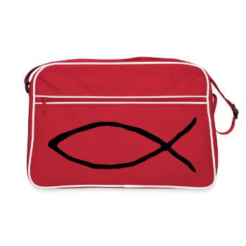 Christlicher Fisch - Retro Tasche - Rot/Weiß - Vorne