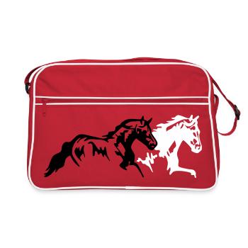 horses stallion mare foal - Retro Bag - red/white - Front
