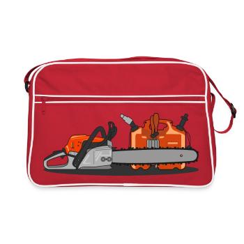 Tronçonneuse et bidon - Sac Retro - rouge/blanc - Devant