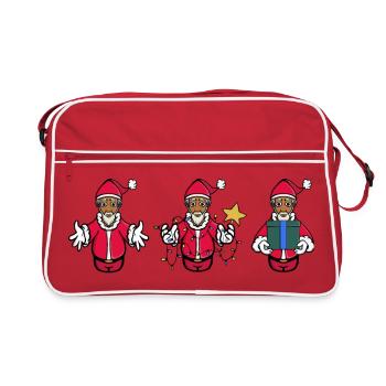 Frohe Weihnachten Weihnachtsmänner - Retro Tasche - Rot/Weiß - Vorne
