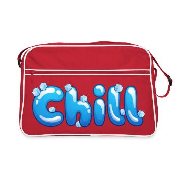 Chill – Fun Bubble Font Cool Summer Vibes T-Shirt - Retro Tasche - Rot/Weiß - Vorne