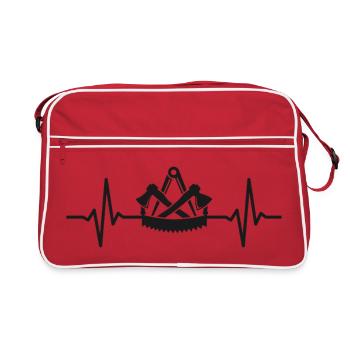 Carpenter's guild sign heartbeat carpenter - Retro Bag - red/white - Front