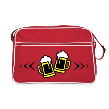 Toast à la bière symbole Chope à bière - Sac Retro - rouge/blanc - Devant