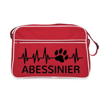 Chat Abyssin Battement de Coeur Patte, Empreinte de Patte - Sac Retro - rouge/blanc - Devant