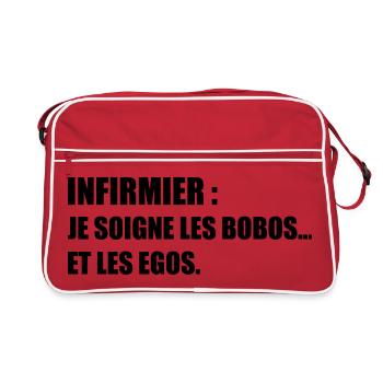 Infirmier : je soigne les bobos… et les egos - Sac Retro - rouge/blanc - Devant