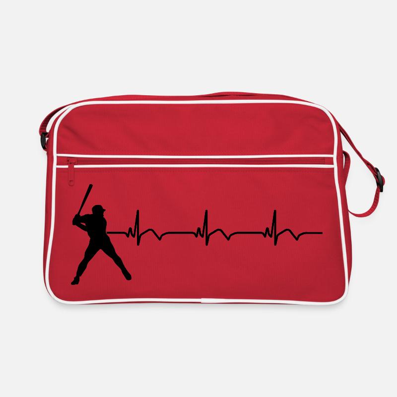 Baseball EKG Herzschlag Baseballschläger Retro Tasche
