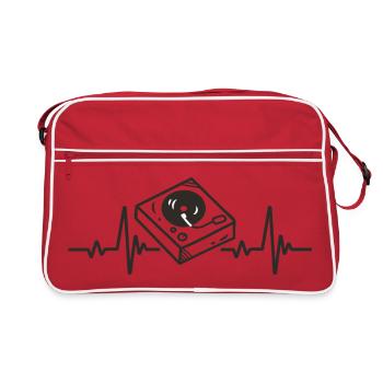 Plattenspieler, Rhythmus, Musik, DJ, Electro Heart - Retro Tasche - Rot/Weiß - Vorne