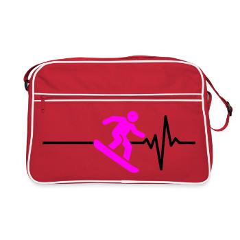 SNOWBOARDEUR BATTEMENT DE CŒUR ROSE, SPORTS D’HIVER - Sac Retro - rouge/blanc - Devant