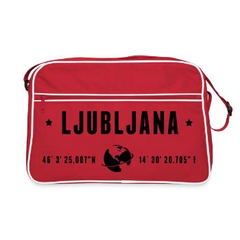 Ljubljana Coordonnées GPS Globe Typographie Modern - Sac Retro - rouge/blanc - Devant