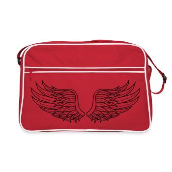 Digital Wings – Modern Line Art in Black - Retro Bag - red/white - Front