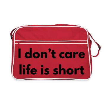 Es ist mir egal, das Leben ist kurz - Retro Tasche - Rot/Weiß - Vorne